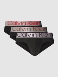 Slip met logo in band in een set van 3 stuks, model 'HIP BRIEF 3PK Steel Micro' van Calvin Klein Underwear Grijs / zwart - 38