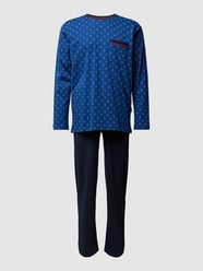 Pyjama mit Brusttasche von Götzburg Wäsche Blau - 23