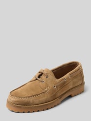 Loafersy z naturalnej skóry w imitacji weluru od BIANCO - 9