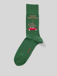 Socken mit Motiv-Stitching und Viskose-Anteil Modell 'X-Mas Car' von Burlington Grün - 18