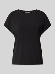 T-Shirt mit geripptem Rundhalsausschnitt von Christian Berg Woman Selection Schwarz - 6