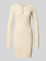 Knielanges Strickkleid mit kurzer Knopfleiste Modell 'ILANY' von MC2 Saint Barth Beige - 39