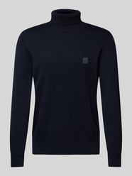 Rollkragenpullover mit Label-Detail Modell 'Akiro' von BOSS Orange Blau - 13