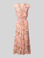 maxi-jurk met V-hals en vetersluiting model 'CALI' van SUNCOO PARIS Fuchsia - 10