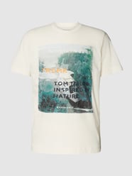 T-Shirt mit Statement-Print Modell 'photoprint' von Tom Tailor Beige - 44