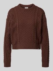 Sweter z dzianiny z fakturowanym wzorem i okrągłym dekoltem od Guess Jeans - 8