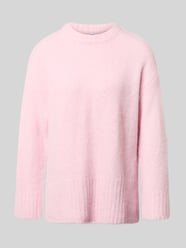 Sweter z prążkowanymi wykończeniami od PIECES Fuksjowy - 38