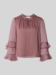 Blouse met ruches en druppelvormige hals van comma Fuchsia - 3