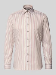 Slim Fit Businesshemd aus Baumwoll-Mix mit Haifischkragen von OLYMP Level 5 Beige - 11