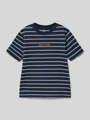T-shirt z wzorem w paski i haftem od JACK & JONES - 17