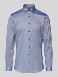 Super Slim Fit Business-Hemd mit Strukturmuster Modell 'New York' von OLYMP No. Six Blau - 14