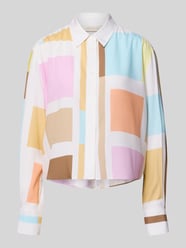 boxy fit blouse in all-over look van HERZENS Beige - 15