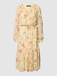 Midikleid mit Smok-Einsatz von Lauren Ralph Lauren Gelb - 37