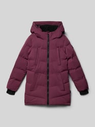 Regular fit gewatteerde lange jas met borstzakken, model 'Maysay' van CARS JEANS Bordeaux - 8