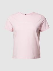 PLUS SIZE T-Shirt mit Label-Print Modell 'FROSTED' von Tommy Hilfiger Curve Rosa - 25