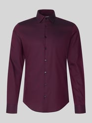 Slim fit zakelijk overhemd van katoen met kentkraag van Jake*s Bordeaux - 20