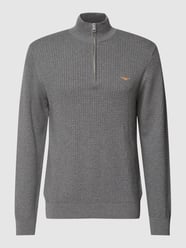 Gebreide pullover met labelstitching, model 'cotton texture' van Gant Grijs / zwart - 25