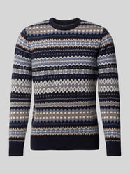 Strickpullover mit Rundhalsausschnitt Modell 'Case Fairisle' von Barbour Blau - 3