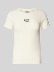 Slim Fit T-Shirt mit Label-Stitching von Guess Jeans Beige - 4