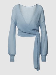 Gebreid jack in wikkellook van V.M. Blauw / turquoise - 10