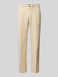 Tapered fit linnen chino met persplooien, model 'JULI-O' van Cinque Beige - 38