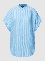 Linnen blouse met maokraag, model 'ALEN' van Polo Ralph Lauren Blauw / turquoise - 28