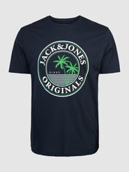 PLUS SIZE T-Shirt mit Label-Print Modell 'CODY' von Jack & Jones Plus Blau - 46