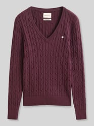 Regular Fit Pullover aus Baumwoll-Mix mit Logo-Stitching von GANT Bordeaux - 18