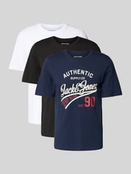 T-shirt met labelprint in 3-pack model 'ETHAN' van JACK & JONES - 11