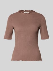 Slim Fit T-Shirt mit Stehkragen von Tom Tailor Denim Beige - 39