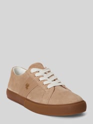 Sneakersy z naturalnej skóry welurowej z detal z logo od Lauren Ralph Lauren - 32