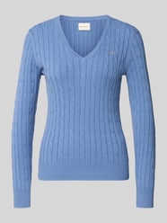 sweter z dzianiny ze ściegiem warkoczowym i wyhaftowanym logo od GANT - 9