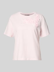 Regular fit T-shirt met florale garnering van Christian Berg Woman Selection Fuchsia - 11