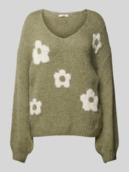 Gebreide pullover met ribboorden van ZABAIONE Groen - 21