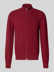 Regular Fit Strickjacke aus Baumwoll-Woll-Mix Modell 'HERRINGBONE TEXTURE ZIP' von GANT Bordeaux - 3