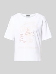 damski t-shirt o kroju regular fit z obszyciem ozdobnymi kamieniami model 'Ice Cream' od monari - 10