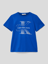 T-Shirt mit Label-Print Modell 'LINED MONOGRAM T-SHIRT' von Calvin Klein Jeans Blau - 13