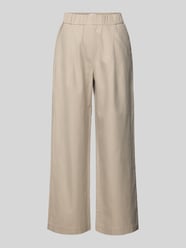 Straight leg stoffen broek met elastische band van Jake*s Collection Beige - 13