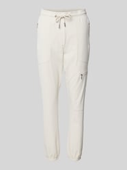Slim fit stoffen broek met ritszakken van monari Beige - 24