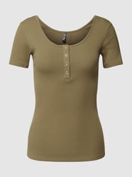 T-Shirt mit Knopfleiste Modell 'KITTE' von Pieces Grün - 48