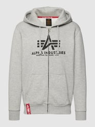 Sweatjacke mit Label-Details Modell 'BASIC ZIP HOODY' von Alpha Industries Grau - 8