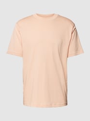 T-shirt z prążkowanym okrągłym dekoltem od Selected Homme Różowy - 20