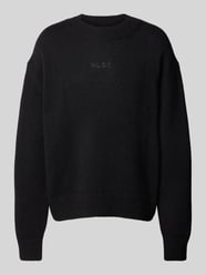 Oversized Wollpullover mit Label-Stitching Modell 'Seese' von HUGO Schwarz - 17