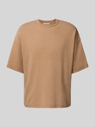 Oversized T-Shirt mit geripptem Rundhalsausschnitt von REVIEW Beige - 45