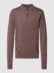 Sweter z dzianiny z prążkowanymi wykończeniami model ‘TOWN MERINO’ od Selected Homme Fioletowy - 31