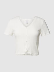 Kort T-shirt met kant, model 'CILLE' van Only Wit - 36