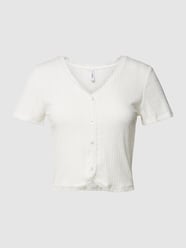 Cropped T-Shirt mit Spitzenbesatz Modell 'CILLE' von Only Beige - 19