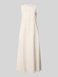 relaxed fit midi-jurk van puur linnen van Jake*s Collection Beige - 15