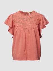 T-shirt van katoen met kant van QS by s.Oliver Oranje - 43