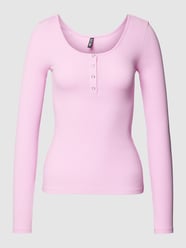 Shirt met lange mouwen in effen design, model 'KITTE' van Pieces Roze - 4